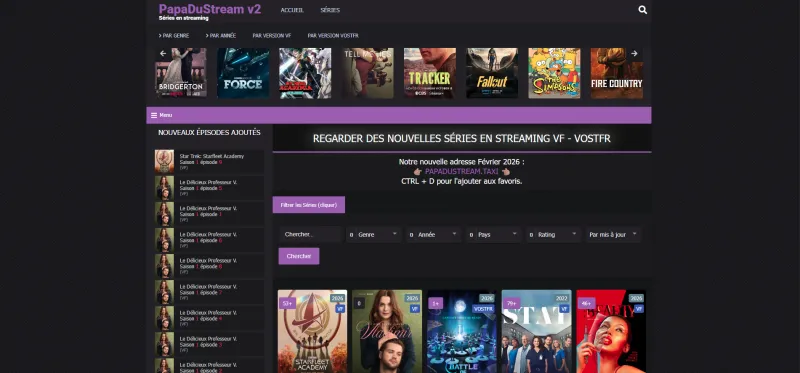 PapaDuStream v2 Séries en streaming Source: https://papadustream.money/